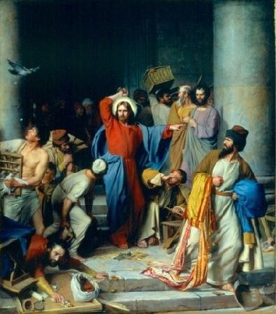 Carl Heinrich Bloch Jesus casting out the money changers at the temple Germany oil painting art